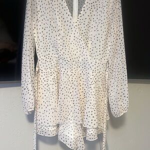 Source Unknown Cream and Black Speckled Romper